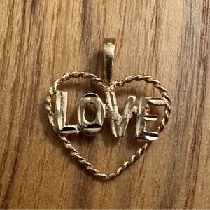 14K Solid Gold Heart Love Pendant